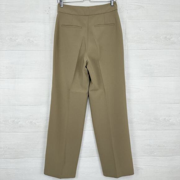 Theory Admiral Crepe High Waist Wide Leg Pants Size 4 Tan Neutral Office Preppy - Picture 5 of 16